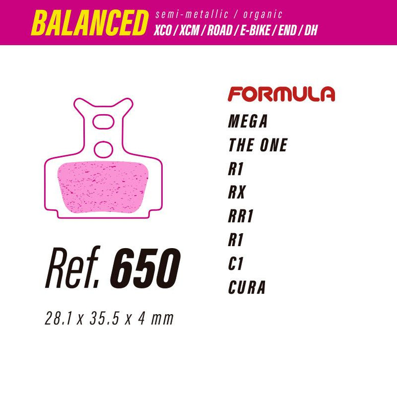 650 LESS BALANCED BRAKE PADS FORMULA