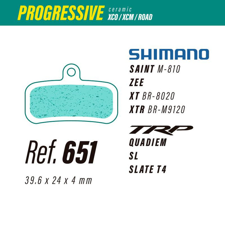 651 LESS PROGRESSIVE BRAKE PADS SHIMANO SAINT-ZEE-XT-XTR / TRP QUADIEM-SL-SLATE