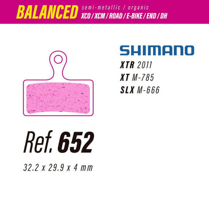 652 LESS BALANCED BRAKE PADS SHIMANO XTR-XTR-SLX