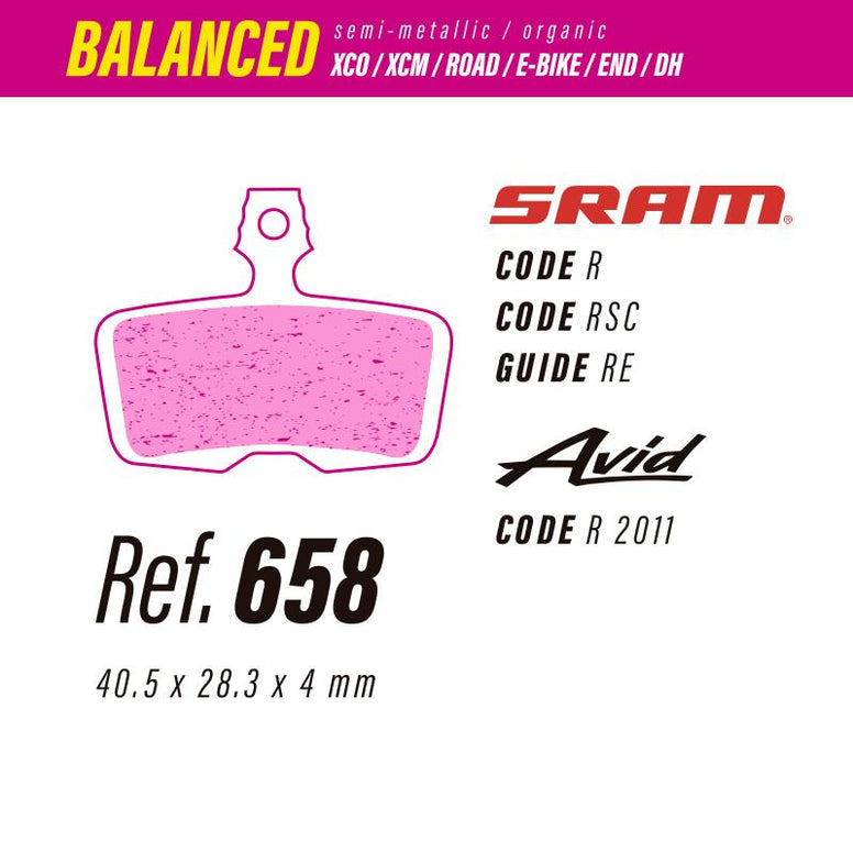 658 LESS BALANCED BRAKE PADS SRAM CODE-GUIDE / AVID CODE