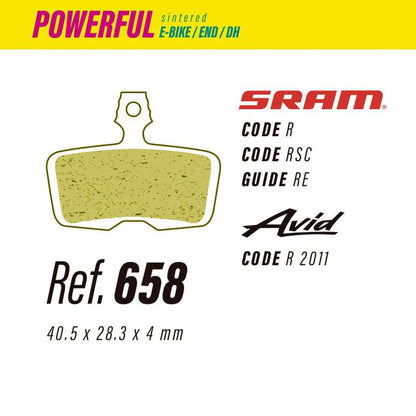 658 LESS POWERFUL BRAKE PADS SRAM CODE-GUIDE / AVID CODE