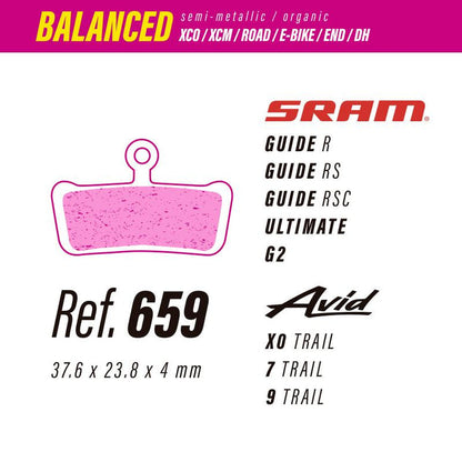 659 LESS BALANCED BRAKE PADS SRAM GUIDE-ULTIMATE-G2 / AVID X0-7-9