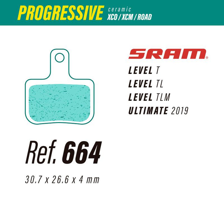 664 LESS PROGRESSIVE BRAKE PADS SRAM LEVEL-ULTIMATE