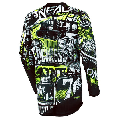 Camiseta niño O'neal Element Attack V.18 Negro/Amarillo fluor - The Bike Project Bnh 23